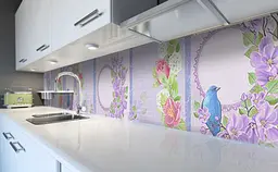 Вініловий кухонний фартух Happy Pocket Сині птахи наклейка для кухні Абстракція Фіолетовий 65х250 см Z181484 - мініатюра 6