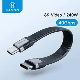 Кабель для передавання даних Hagibis USB4 Data Cable 40Gbps USB C to Type C 13 см (UCD4) - мініатюра 2