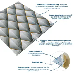 Панель стінова Sticker Wall 3D 675х675х6мм Ромби сірі SW-00001986 - мініатюра 2