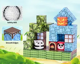 Магнітний конструктор Minecraft 100 шт + ПОДАРУНОК 3 фігурки по грі Майнкрафт Будинок з пандами Mk001001 - мініатюра 8