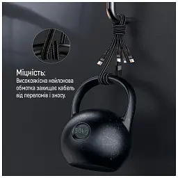 Дата кабель USB-C to Lightning + Micro 5P + USB-C 1.2m 3.0A (PD60W data) Black ColorWay (CW-CBPDU3060-BK) - мініатюра 11