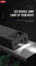 Зовнішній акумулятор XO PR125 50000 мач із лампою ліхтарем LED чорний - мініатюра 5