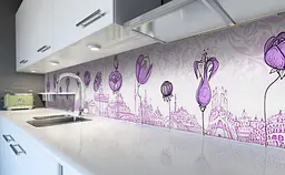 Кухонний фартух Намальовані Квіти вінілова наклейка для кухні місто бутони Фіолетовий Happy Pocket Z181309 - мініатюра 6