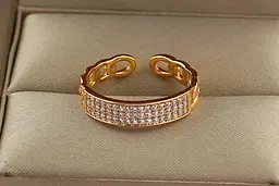 Кільце Xuping Jewelry розсувний ланцюг із пластиною з каменів р 18 золотисте