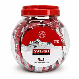 Кава розчинна Swisso Kaffee 3в1 кава молоко цукор у стіках 45 х 18 г банка