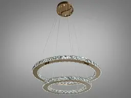 Люстра стельова LED Diasha 7206-8W/580+400G Кришталеві кільця, 65W, золото, сучасний стиль, регулювання висоти, пульт ДУ - мініатюра 4