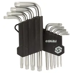 Ключ Sigma набір TORX 9шт T10-T50 CrV, короткі з отвором (4022211) - мініатюра 4