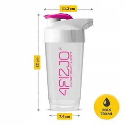 Шейкер спортивний 4FIZJO Ultra 700 мл White/Pink (P-5905973407069) - мініатюра 5