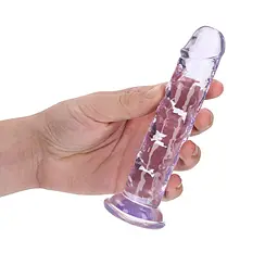 Фалоімітатор RealRock Crystal Clear Realistic Dildo 6'' 14.5 см фіолетовий - мініатюра 4