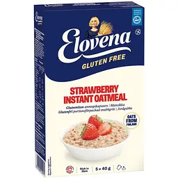 Каша вівсяна Elovena Gluten Free Strawberry instant oatmeal з полуницею без глютену 200 г