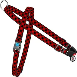 Шлея для собак Waudog Nylon Шотландка червона, з QR паспортом, швидкознімна, 60-80х70-100х2,5 см (5400)