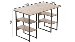Комп'ютерний стіл Ferrum-decor Карен 75x140x60 чорний ДСП Дуб Сан-Марино 32мм (FRD-102058) - мініатюра 3