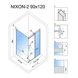 Душова кабіна Rea Nixon 90x120 P chrome REA-K5011 + REA-K5003, Хром, Права, прозорий, хром - мініатюра 5