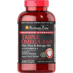 Комплекс жирних кислот Puritans Pride Triple Omega 3-6-9 Maximum Strength 240 softgels