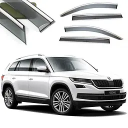 Дефлектори вікон вітровики Benke для Skoda Kodiaq 2016- Хром Молдинг Із Нержавіючої Сталі 3D