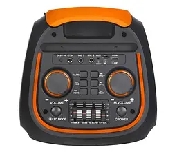 Колонка портативна акумуляторна Bluetooth 8"х2 потужність 100Вт з мікрофоном радіо пульт та світломузикою UKC NDR-1095 - мініатюра 4