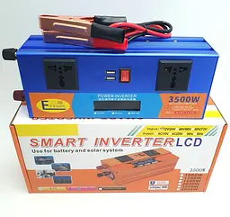 Автоінвертор 12 V-220 V перетворювач напруги з LCD-екраном та USB-портом 3500 W модифікована синусоїда Eryuan 12 V-220 V 3500 Вт - мініатюра 2