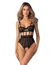 Боді Obsessive Hersis otwarte, L/XL (чорний)
