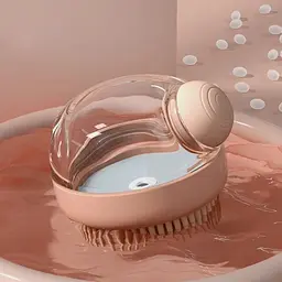 Щітка для миття тварин з дозатором Semi Cleaning Device Pink силіконова масажна - мініатюра 7