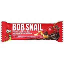 Набір фруктово-ягідно-горіхових батончиків Bob Snail Яблуко-Вишня-Кеш’ю-Кріспи Кіноа з чорним шоколадом 35 г х 15 шт.