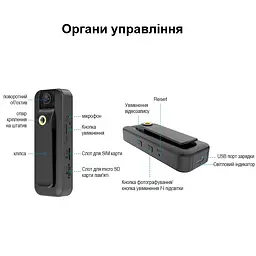 4G боді камера - портативний відеореєстратор під СІМ карту Vstarcam CB77-4G, запис у хмару (101131) - мініатюра 6