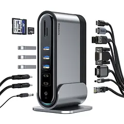 Хаб-концентратор Baseus Working Station Type-C Hub док-станція CAHub-BG0G - мініатюра 3