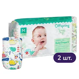 Підгузки Offspring Willy The Whale розмір M (6-10 кг) 84 шт. (2 уп. х 42 шт.)