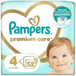 Підгузки Pampers Premium Care Maxi Розмір 4 (9-14 кг) 52 (4015400278818)