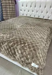Покривало Шиншила Тауп, м'яке велюрове покривало 2.20 x 2.40 м для ліжка