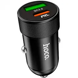Автомобільний зарядний пристрій Hoco Z32B 1USB + Type-C QC3.0+PD Black - мініатюра 2
