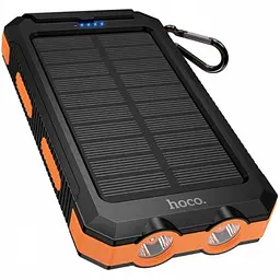 Зовнішній акумулятор павербанк універсальний HOCO J164 Platinum Solar 8000 mAh із сонячною панеллю та LED ліхтариком для телефона та гаджетів зовнішній акумулятор Power bank 22.5 Вт Чорний з помаранчевим