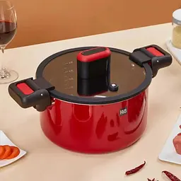 Каструля-скороварка Huo Hou HU0160 Stainless Steel Enamel Micro Pressure Cooker червона  - мініатюра 4