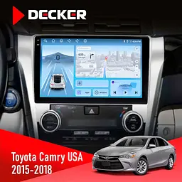 Штатна магнітола Toyota Camry 2015-2018 USA Decker D10-010 6x128, DSP, 4G, 2K Decker (НФ-00009366)