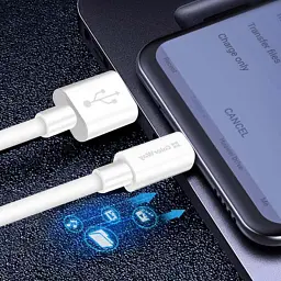 Дата кабель USB 2.0 AM to USB-C 1.0m 5A white ColorWay (CW-CBUC019-WH) - мініатюра 7