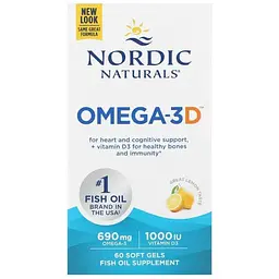Риб'ячий жир Омега-3Д Nordic Naturals Omega-3D 1000 мг 60 капсул смак лимона (NOR-01761) - мініатюра 2