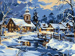 Картина за номерами Пейзаж. Зимове містечко 30x40 см Ідейка KHO 6425