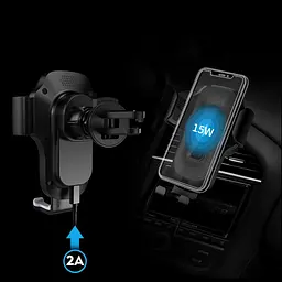 Автотримач X15 з бездротовою зарядкою 15W чорний - мініатюра 5