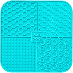 Миска-килимок для собак та котів Waudog Silicone для злизування 190х190х10 мм блакитний