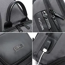 Однолямковий рюкзак через плече Bange BG-7086 9л Сумка-слінг із USB-роз'ємом Gray (19381) - мініатюра 3