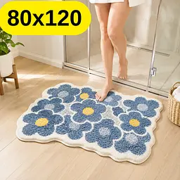 Стильний та практичний килимок для ванної кімнати 80×120 см зі кашеміру — м’який, антиковзкий, вологопоглинаючий KT9000074 - мініатюра 2