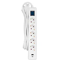 Мережевий фільтр-подовжувач 2E SP-515-M3USB-WH 3 м, 5xТип F, 16 А, 1xUSB-A, 1xUSB-C