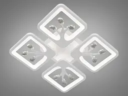 Стельова LED-люстра Diasha S8157/4WH 3color з пультом і димером, біла, 85W, 4675 lm, квадратні акрилові плафони 37×37 см - мініатюра 3