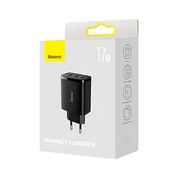 Мережевий зарядний пристрій Baseus Compact Charger 3U 17W 3USB Black (CCXJ020101) [74463] - мініатюра 6