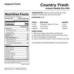 100% натуральне знежирене молоко сублімоване Augason farms, 39 порцій (101192) - мініатюра 3