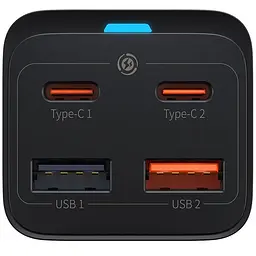 Мережевий зарядний пристрій Baseus GaN3 Pro Desktop Fast Charger 2Type-C+2USB 65W CCGP040101 Black - мініатюра 2