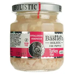 Вологий корм для цуценят Basttet'o Holistic шматочки філе індички в соусі 130 г - мініатюра 4