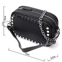 Сумка Vintage декорована металевими кнопками із натуральної шкіри 20х14х6.5 см sum0029055 - мініатюра 3