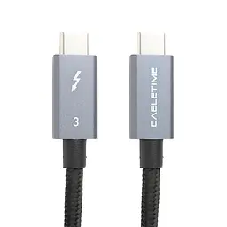 Кабель PowerPlant Thunderbolt 3, USB-C - USB-C, 40Gbps, 100 W, 20V/ 5A, 4K/60HZ, 2 м