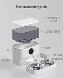 Автоматична годівниця для котів PetLife 5 л Wi-Fi з двома мисками білий - мініатюра 10