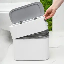 Відро для сміття МВМ My Home з кришкою вузьке 325x150x320 мм (BIN-22 12L WHITE/GRAY) - мініатюра 7